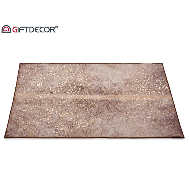 ALFOMBRA MARRON 100X150CM CON MANCHAS DORADAS