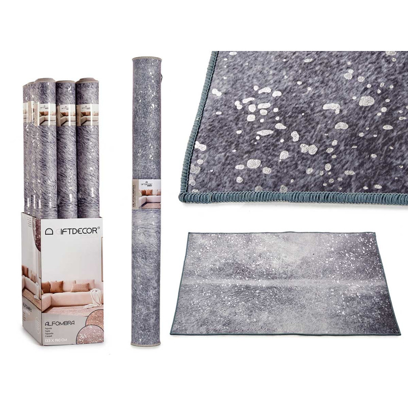 TAPPETO GRIGIO 133X190CM CON MACCHIE ARGENTATE