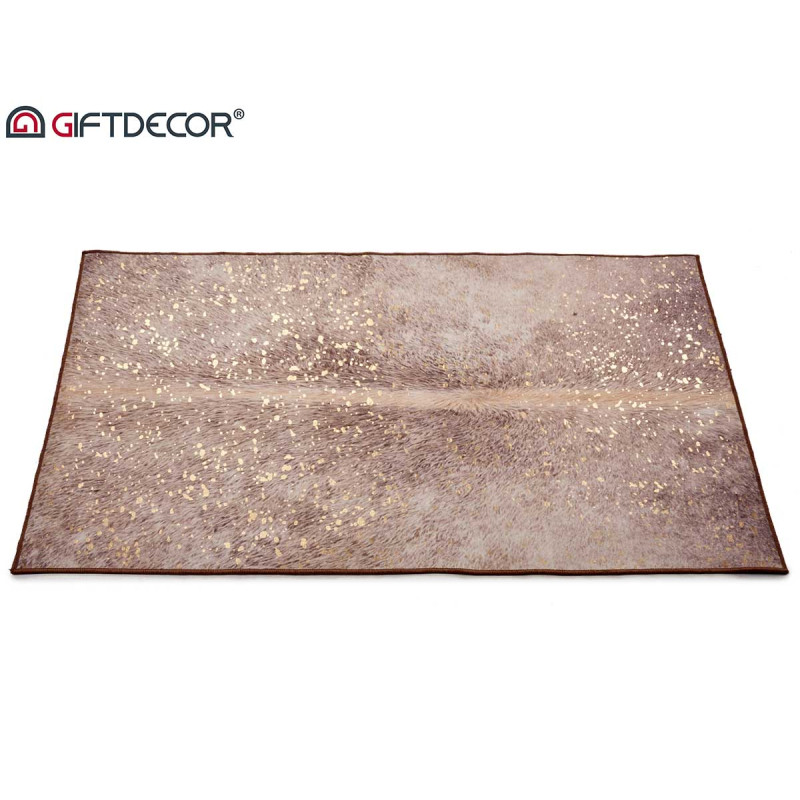 ALFOMBRA MARRON 133X190CM CON MANCHAS DORADAS