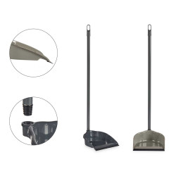 GREY DUSTPAN WITH RUBBER AND SILVER STICK