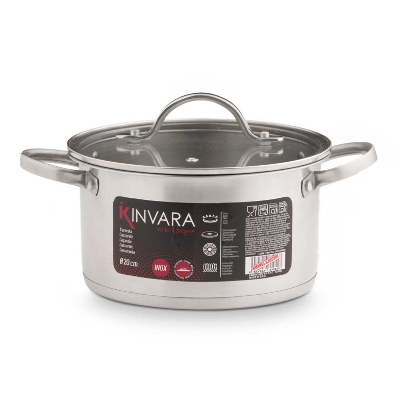 CASSEROLE INDUCTION COUVERCLE VERRE 20 CM