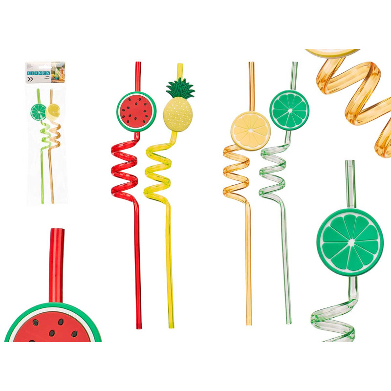 SET 2 STRAWS FRUITS ASSORT 2 