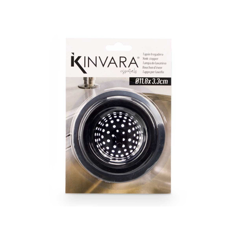 TAPON FREGADERO SILICONA ACERO NEGRO