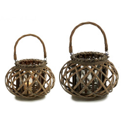 PORTE-BOUGIE CYLINDRIQUE GRIS AVEC ANSE