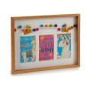 WOODEN PHOTO FRAME MULTIPLE POMPON RECT