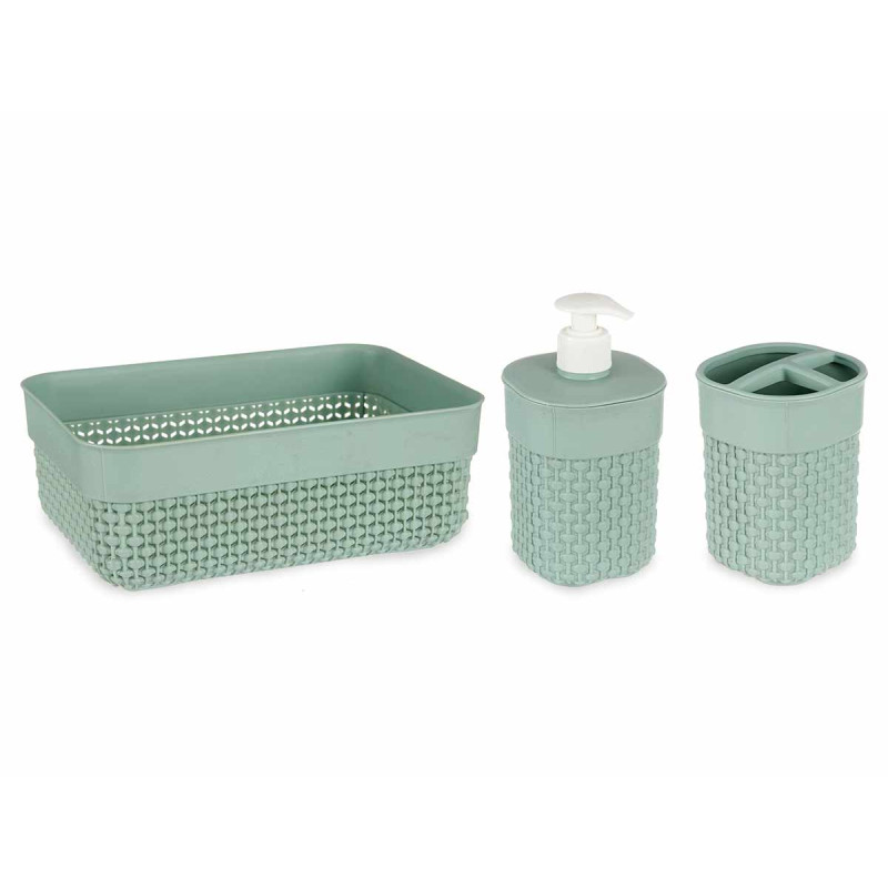CONJ 3 PÇS WC VERDE MENTA PLASTICO