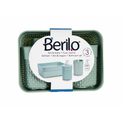 SET 3 PZS BAÑO VERDE MENTA PLASTICO