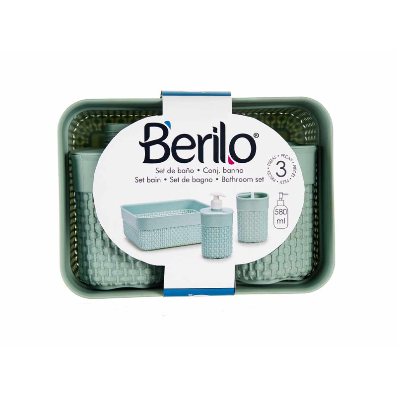 CONJ 3 PÇS WC VERDE MENTA PLASTICO