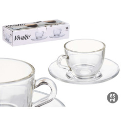 CANECA CAFE VIDRO 85ML COM PRATO