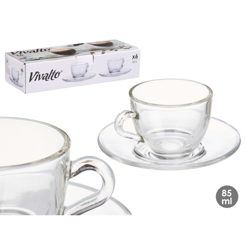 CANECA CAFE VIDRO 85ML COM PRATO