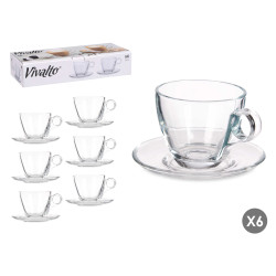 CANECA CAFE VIDRO 170ML COM PRATO