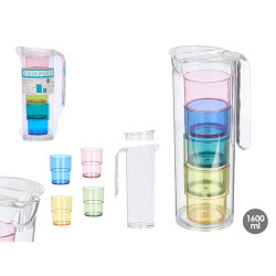 CONJ JARRO 1,6L COM 4 COPOS CORES