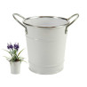 WHITE SMALL FLOWER POT HANDLES SIVER EDG