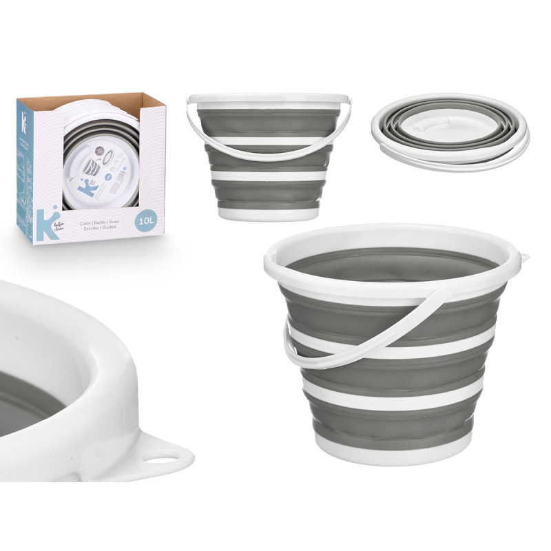 FOLDABLE WHITE GRAY BUCKET 10 L 
