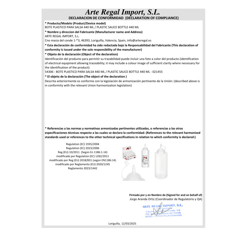 BARATTOLO PLASTIC PER SALSA 440 ML