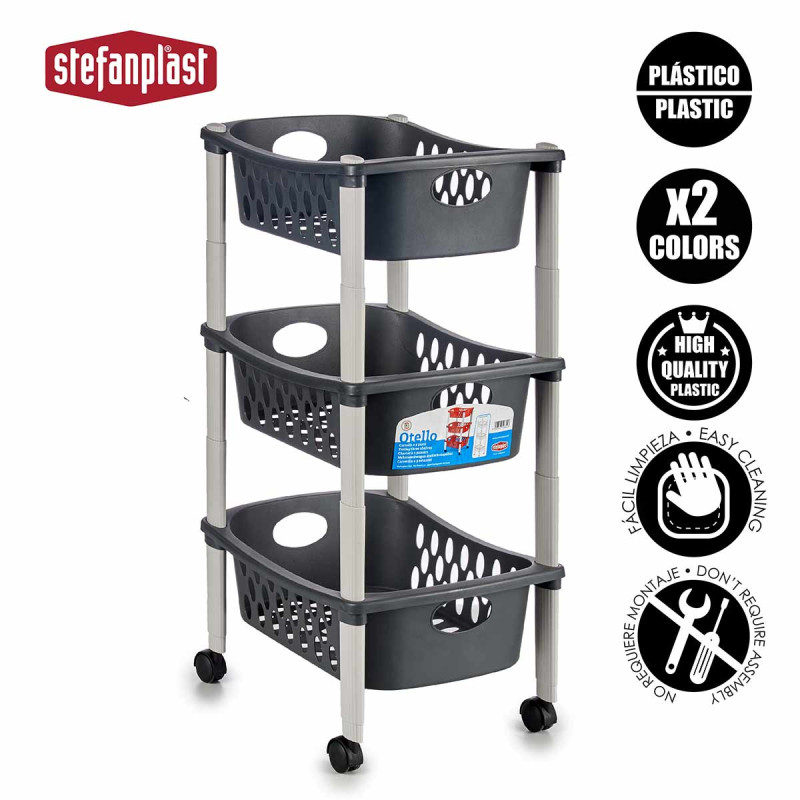 CARRELLO 3 PIANI PLASTICA C/RUOTE C/ESIB