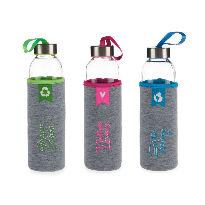 FLACONE IN NEOPRENE VETRO COL LABEL 500ML ASS 3