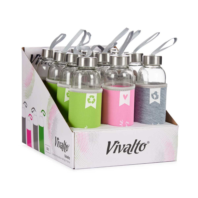 GARRAFA NEOPRENE VIDRO CINZA ETIQUETA 500ML SORT 3