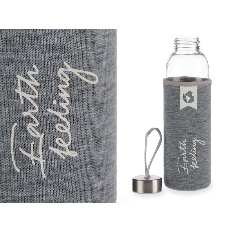 500ML NEOPRENE GLASS BOTTLE GREY STICKER ASSORT 3