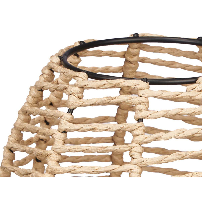 OVAL TABLE LAMP WITH WOODEN BASE AND ROPE