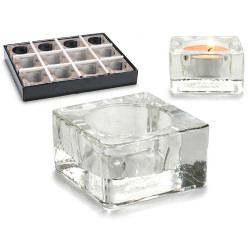 PORTAVELAS CRISTAL CUADRADO TRANSPARENTE