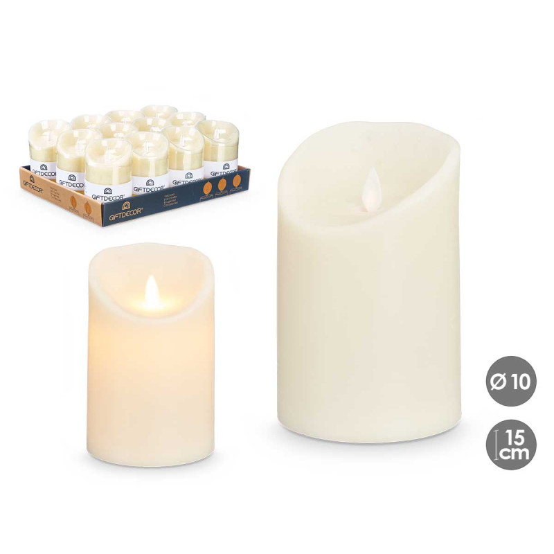 CANDELA LED ALTA LARGA CREMA