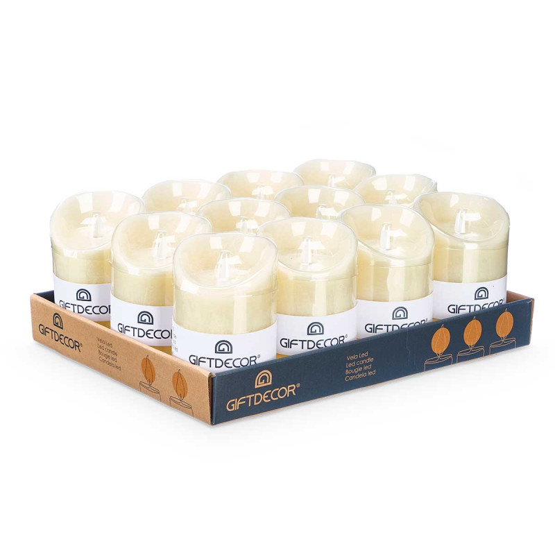 CANDELA LED ALTA LARGA CREMA