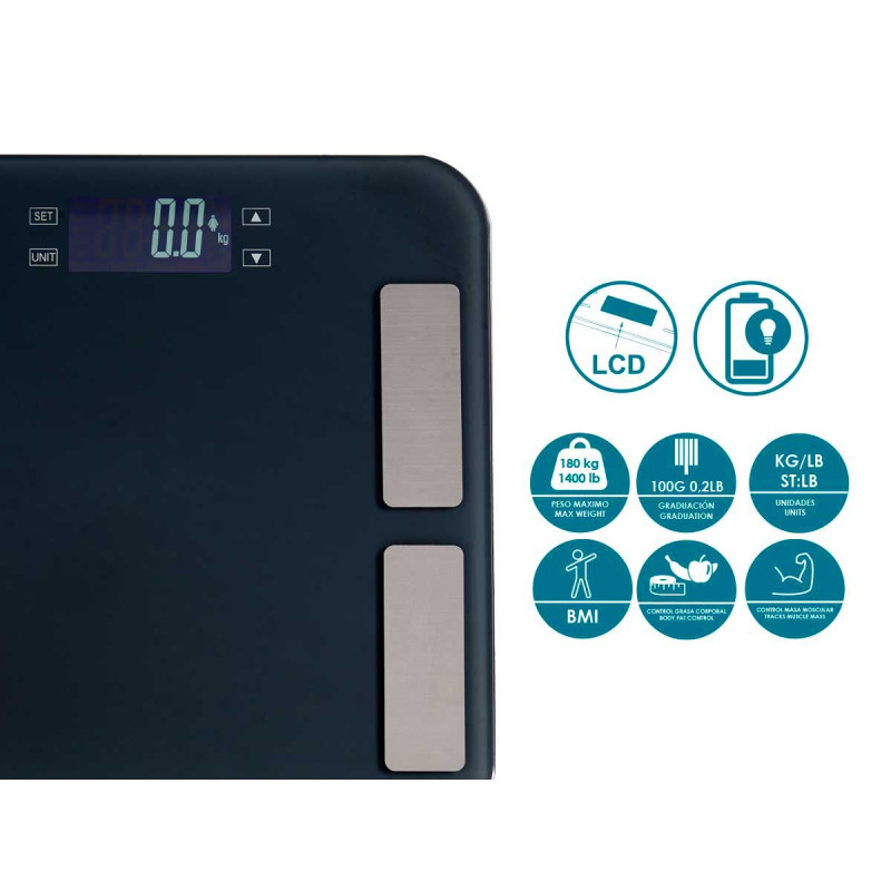 BASCULE DIGITALE SALLE BAIN 180KG GRIS ANTHRACITE