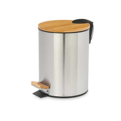CAIXOTE DO LIXO AÇO 5L COM TAMPA DE BAMBU