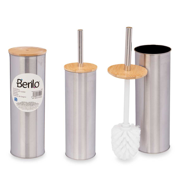 ESCOBILLERO ACERO CON TAPA BAMBU