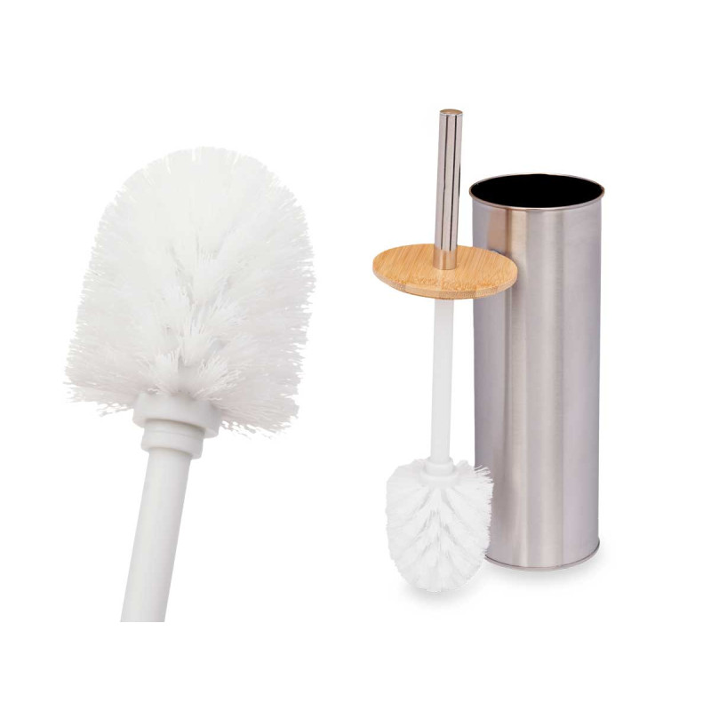 STEEL TOILET BRUSH HOLDER WITH BAMBOO LID