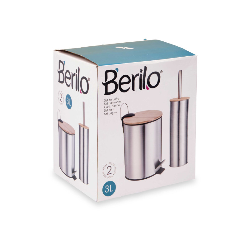 CONJ CAIXOTE DO LIXO BAMBU 3L E PIAÇABA BAMBU AÇO