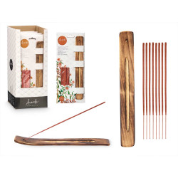 SET 50 BÂTONS D'ENCENS SUPPORT EN BOIS SANTAL