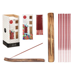 SET 50 BARRAS INCIENSO SOPORTE MADERA FRUTOS ROJOS