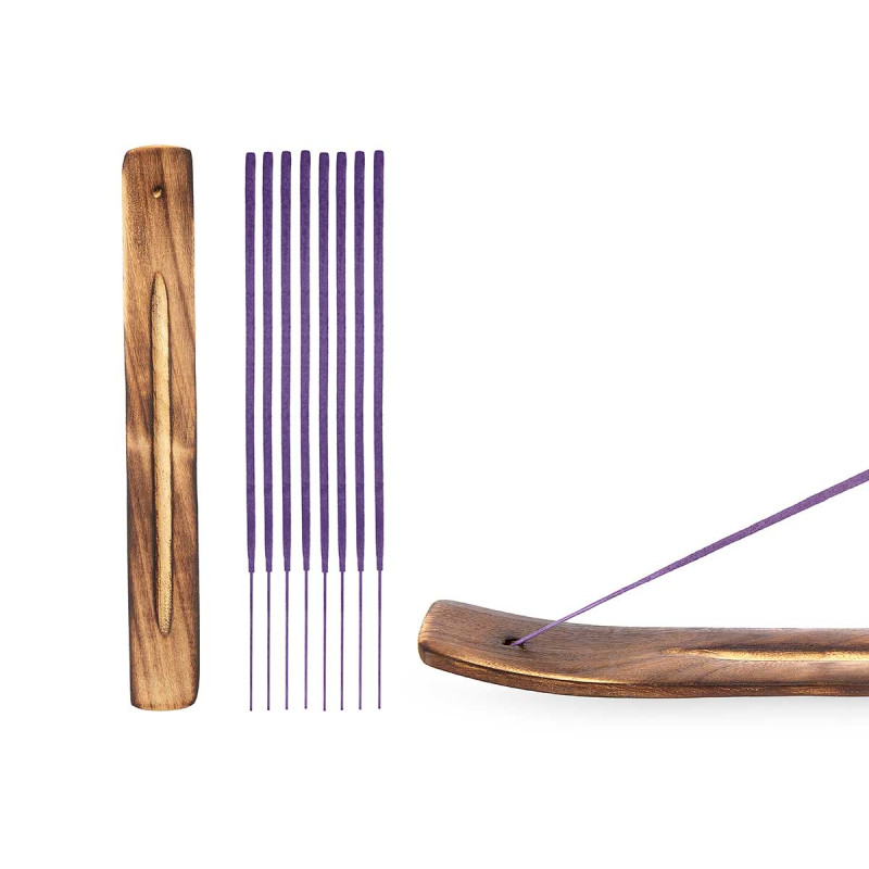 SET 50 BARRAS INCIENSO SOPORTE MADERA LAVANDA