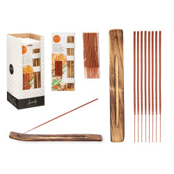 SET 50 BARRAS INCIENSO SOPORTE MADERA NARANJA JENG