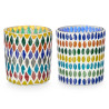 ROUND CANDLE HOLDER RHOMBUS STARS ASSORTED 2