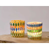 SMALL ROUND CANDLE HOLDER RHOMBUS ASSORTED 2