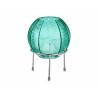 JARRON BOLA CRISTAL AZUL BASE METAL PLATA