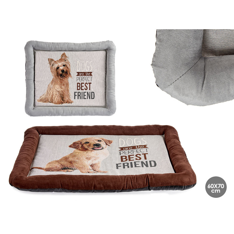 CUNA MASCOTA RECT PERROS 2 COL MIX