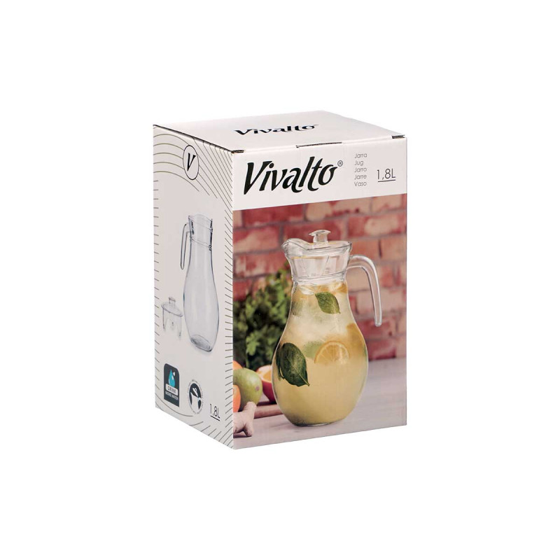 CARAFE VERRE COUVERCLE TRANSPARENT 1,8LT